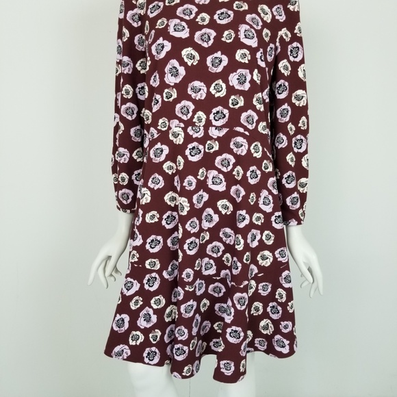*SOLD* LOFT Maroon Floral Career Midi Dress Size 10 - Picture 3 of 6